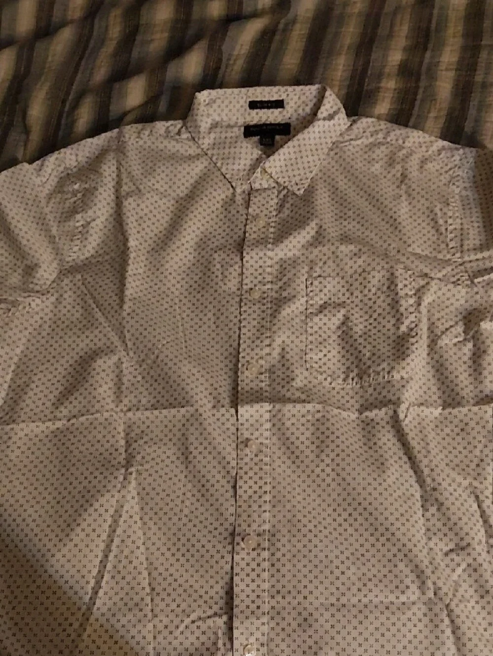 Banana Republic White Shirt with Navy Micro Motif